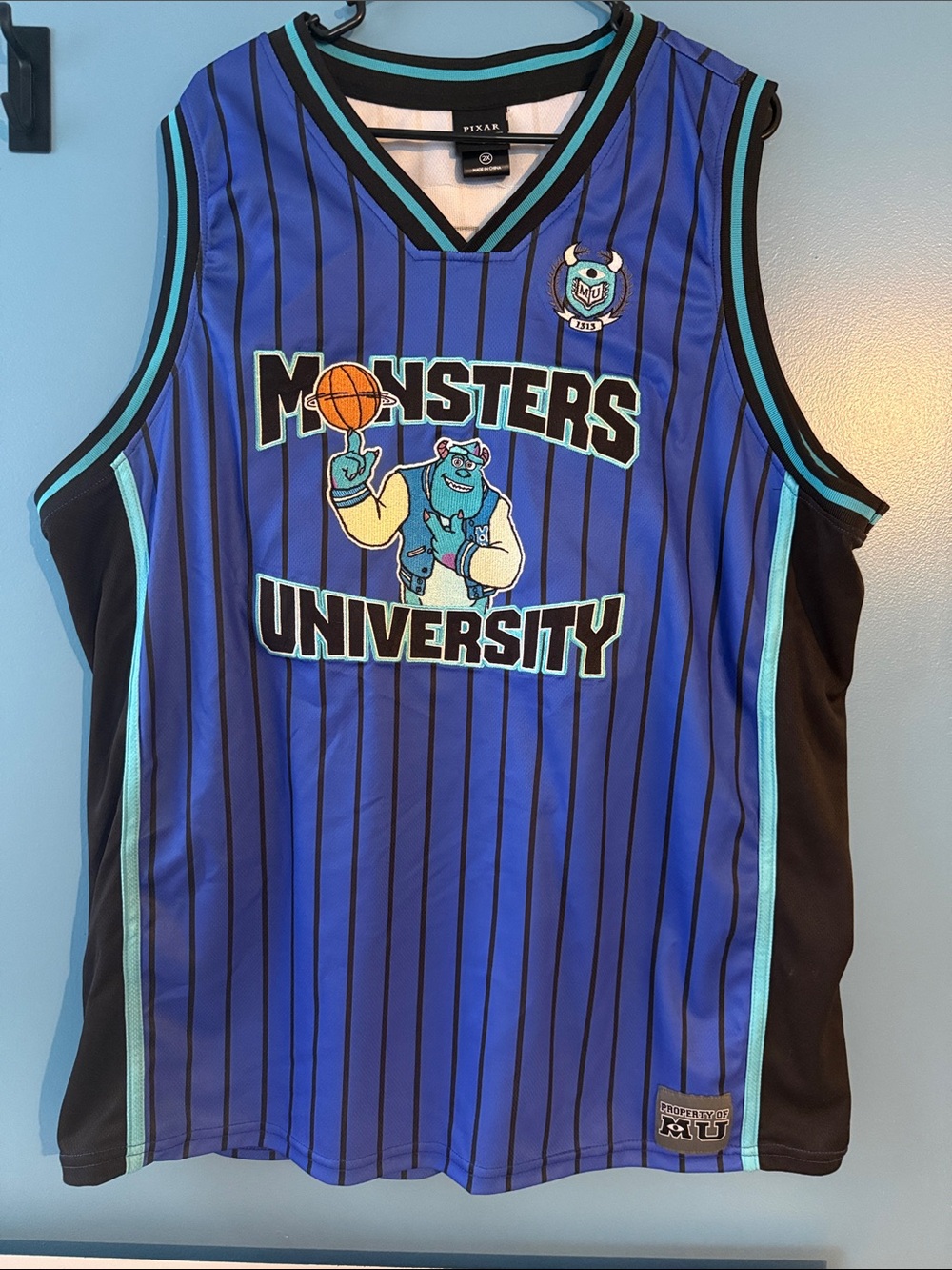 Pixar 'Monsters University' Blue Basketball Jersey Size 2X Sulley Sullivan